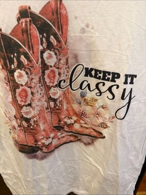 Gildan Pink Floral Cowboy Boots Graphic T Shirt